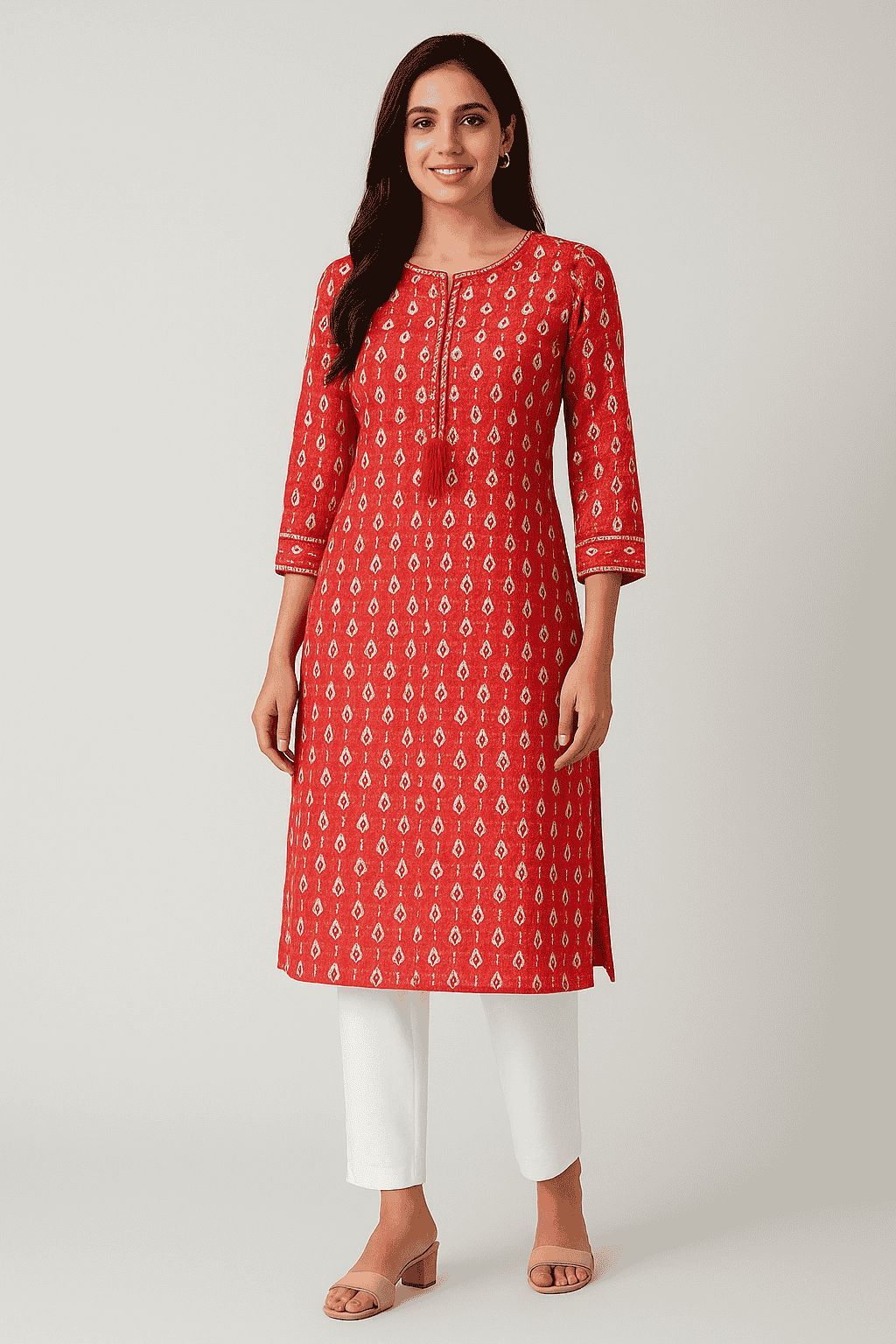 Shree Shanti Selection - Red Printed Kurti